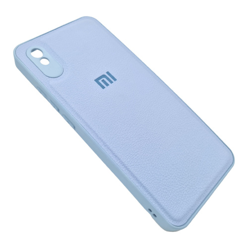 Чехол-крышка кожа logo xiaomi redmi 9a голубой