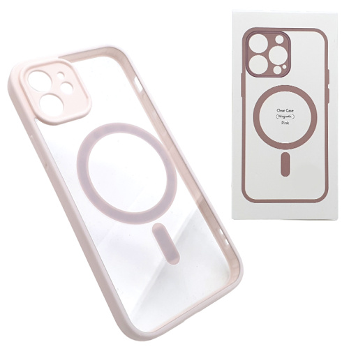 Чехол-силикон clear case magsafe с закрытой камерой (magnetic) для iphone 12 розовый