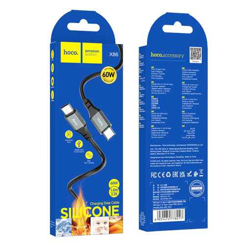Кабель type-c hoco x86 type-c (60w) черный