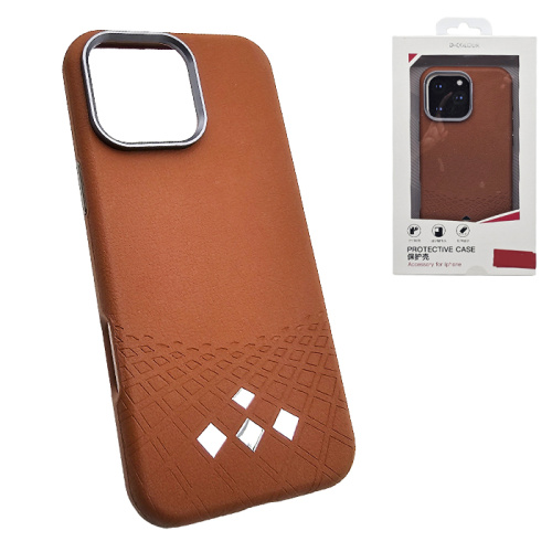 Чехол-крышка d-colour под кожу для iphone 16 pro коричневый