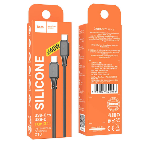 Кабель type-c hoco x101 type-c 60w черный
