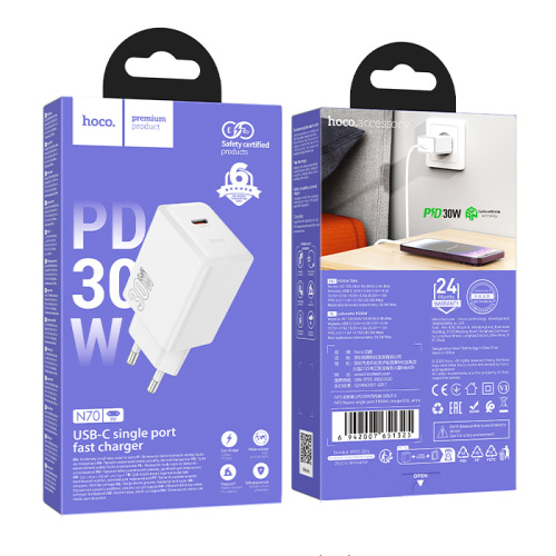 Сзу hoco n70 (usb-c pd30w) белое