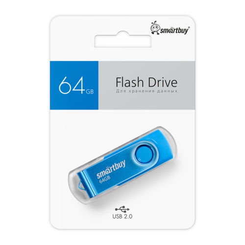 64gb usb smartbuy twist синяя