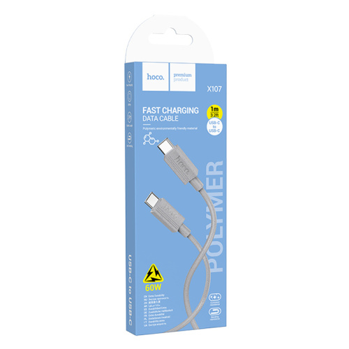 Кабель type-c hoco x107 type-c (60w) серый