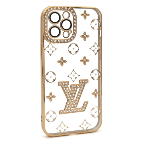 Чехол-силикон louis vuitton стразы для iphone 12 pro (6.1) золотой