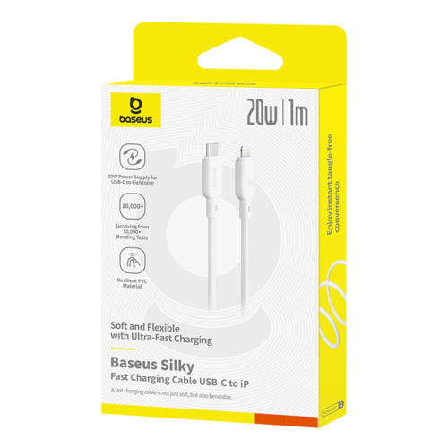 Кабель baseus silky c/l 20w 1m белый (cb000116)