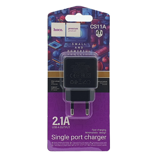 Сзу hoco cs11a (usb/2.1a) черное