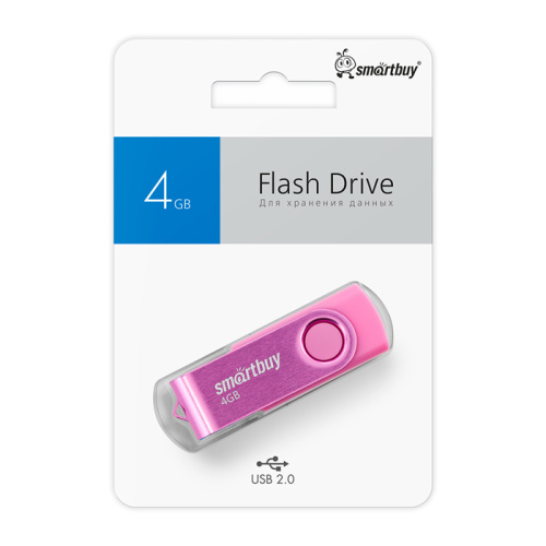4gb usb smartbuy twist розовая