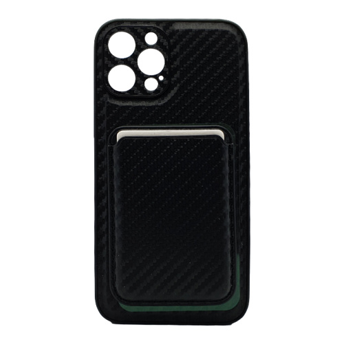 Чехол-крышка casetify карбон с закрытой камерой с визитницей для iphone 12pro max (6.7) черный