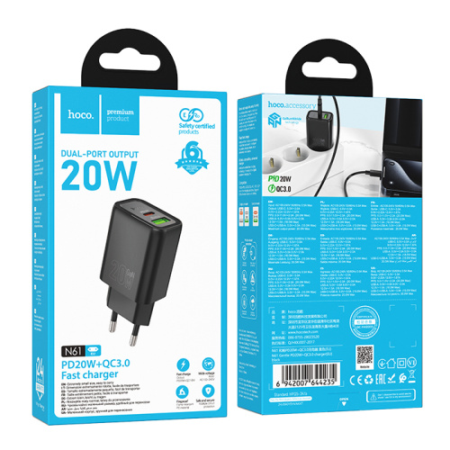 Сзу hoco n61 (pd20w+qc3.0) черное