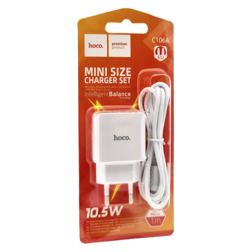 Сзу hoco c106a micro (usb/10.5w) белое