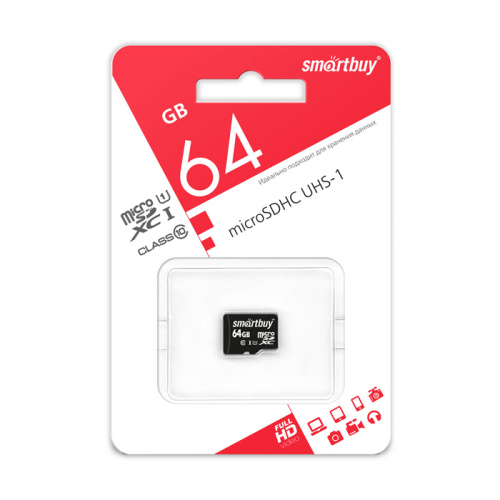 Micro sd 64gb smartbuy class10 uhs-1 без адаптера