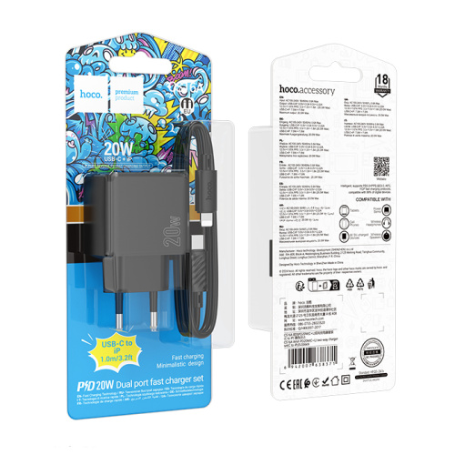 Сзу hoco cs16a usb-c/ip (20w) черное