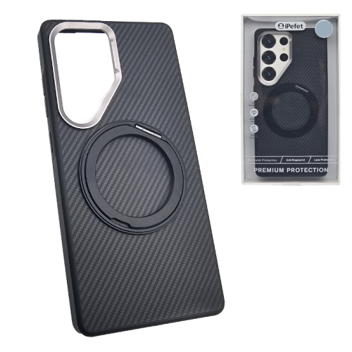 Чехол-крышка #009 ipefet carbone magsafe для Samsung s25 ultra с кольцом черный