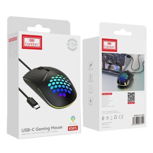 Мышь earldom km5 проводная с подсветкой черная