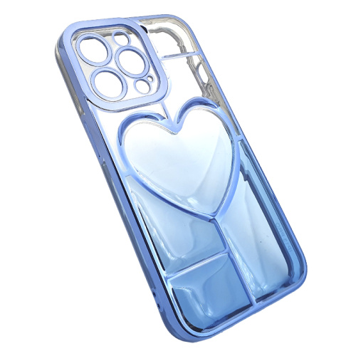 Чехол-силикон gradient heart с закрытой камерой для iphone 13 pro синий