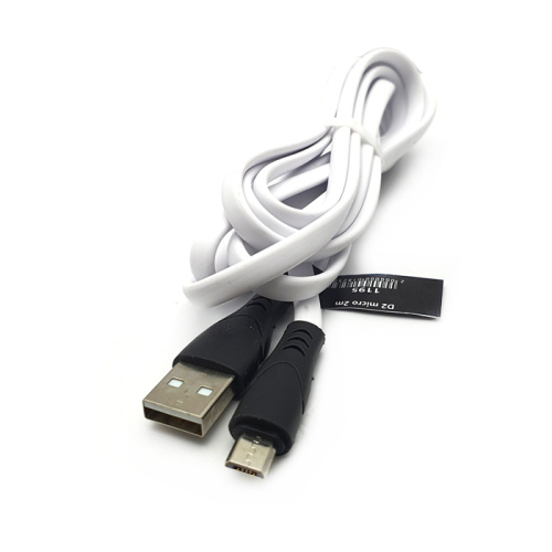 Кабель usb d2 micro 2м (1195) плоский белый