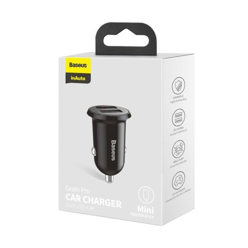 Азу baseus grain pro 2usb/4.8a черный (ccallp-01)
