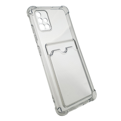Чехол-силикон card holder Samsung a51 темно-прозрачный