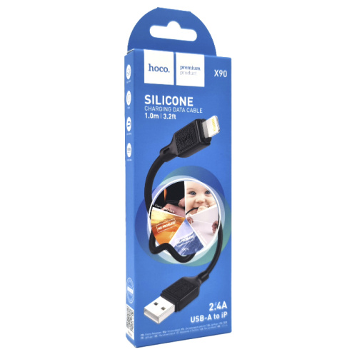 Кабель usb hoco x90 lightning черный