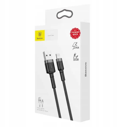 Кабель baseus usb/l 2.4a 0.5m черный (calklf-ag1)