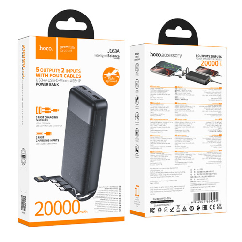 Пзу hoco j163a 20000mah (2a) черный