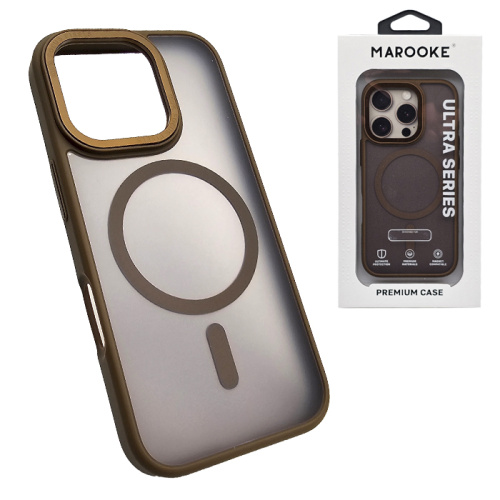 Чехол-крышка marooke m08 ultra series матовый с металлической рамкой для iphone 16 pro коричневый