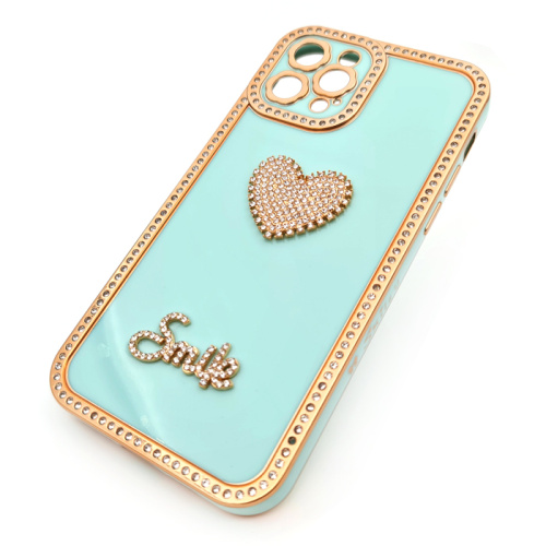 Чехол-силикон smile сердечко для iphone 12 pro max бирюзовый