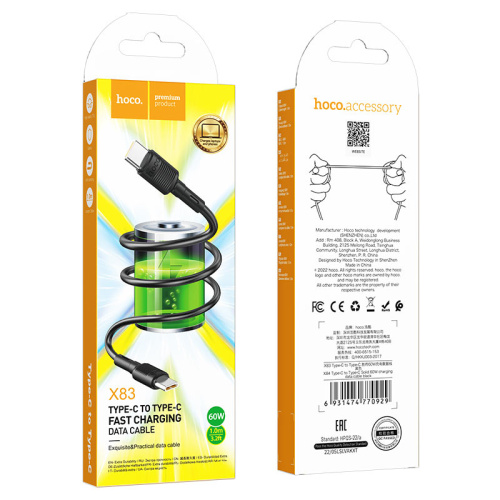 Кабель type-c hoco x83 type-c (60w) черный