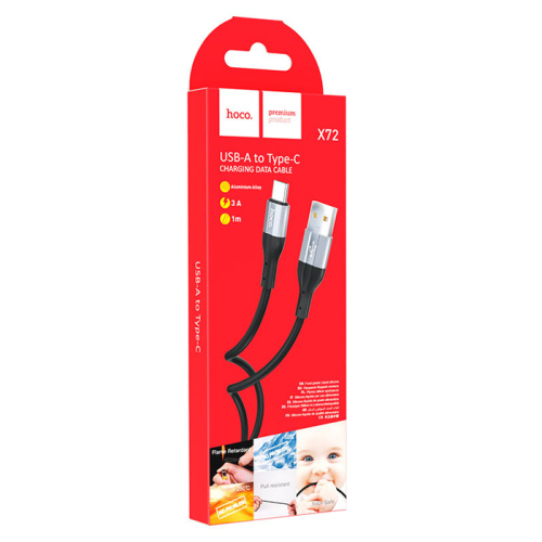 Кабель usb hoco x72 type-c черный