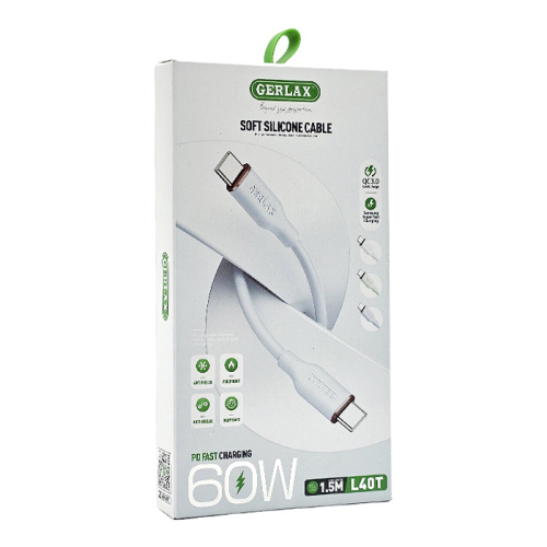 Кабель type-c gerlax l40t 60w/1.5m голубой