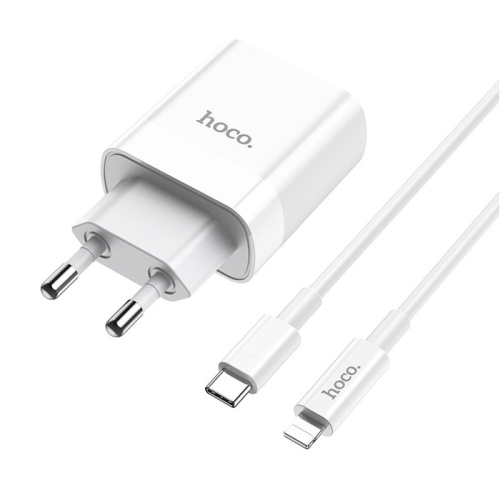 Сзу hoco c80a type-c to lightning (usb/pd/20w/3a) белое