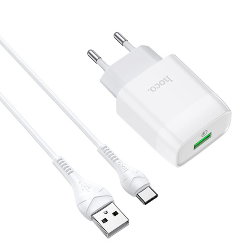 Сзу hoco c72q type-c (usb/18w/3a) белый 