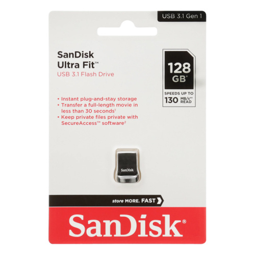 128gb (3.1) usb sandisk cz430 ultra fit (130mb/s) черная