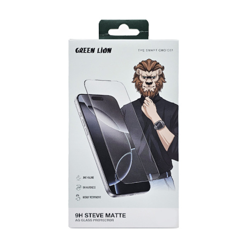 Стекло green lion 9h steve matte iphone 17 pro прозрачный