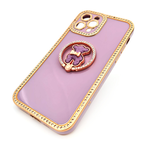 Чехол-силикон smile мишка для iphone 12 pro max фиолетовый