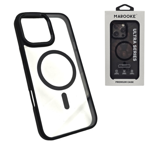 Чехол-крышка marooke m05 прозрачный c цветными бортами для iphone 15 pro max черный