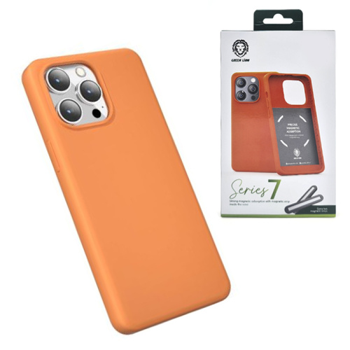 Чехол-крышка green lion series 7 magnetic absorption strip для iphone 14 pro оранжевый