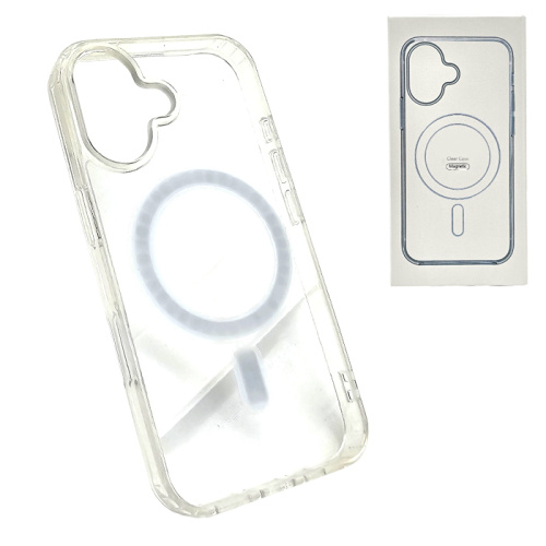 Чехол-силикон #62 clear case magsafe (magnetic) для iphone 16 прозрачный 