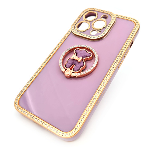 Чехол-силикон smile мишка для iphone 13 pro фиолетовый