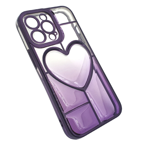 Чехол-силикон gradient heart с закрытой камерой для iphone 13 pro фиолетовый