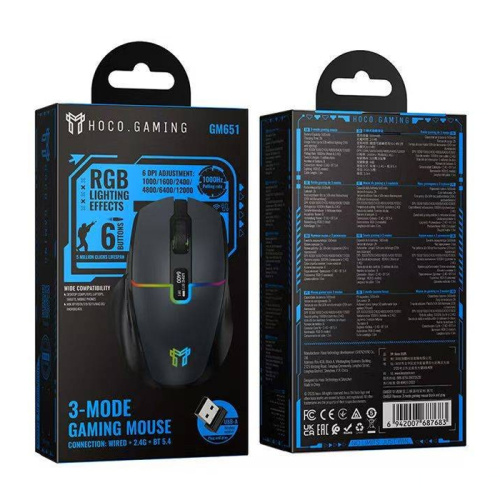 Мышь игровая hoco gm651 беспроводная черная