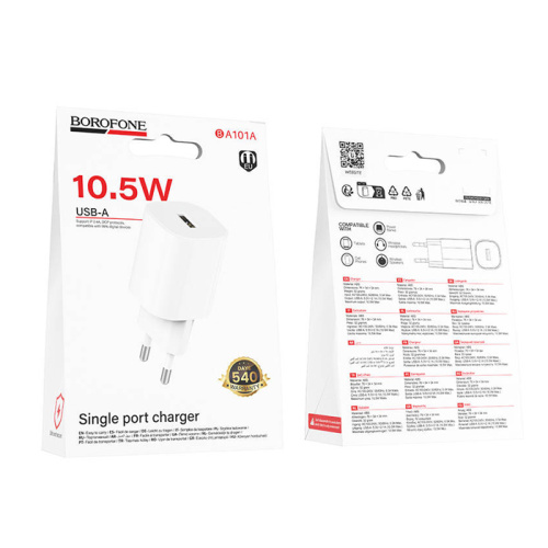 Сзу borofone ba101a usb-a (10.5w) белое
