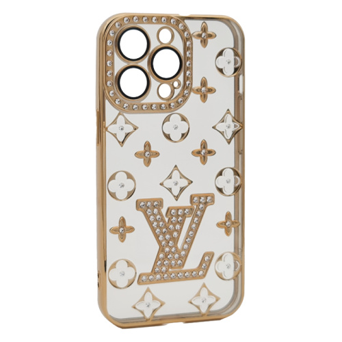 Чехол-силикон louis vuitton стразы для iphone 13 pro max (6.7) золотой