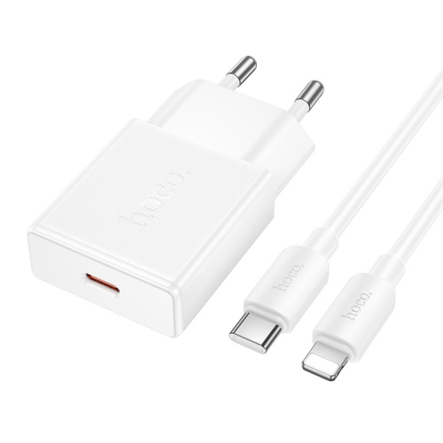Сзу hoco n72 type-c to lightning (usb-c/20w) белое