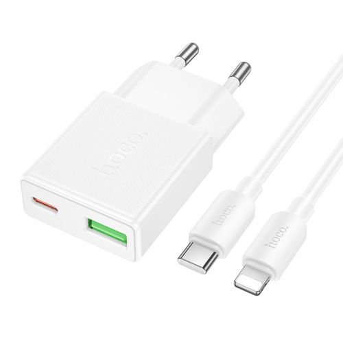 Сзу hoco n73 type-c to lighting (usb-a/usb-c/20w) белое