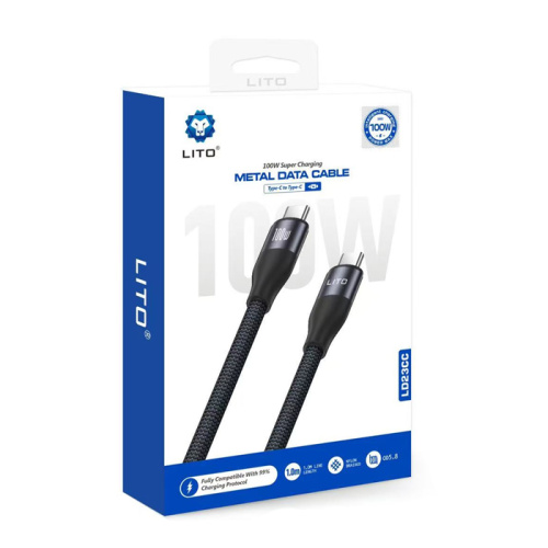 Кабель type-c lito ld23cc type-c 100w (1m) черный