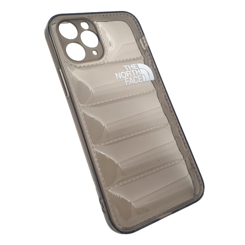 Чехол-силикон the north face с закрытой камерой для iphone 11 pro max тёмно-прозрачный