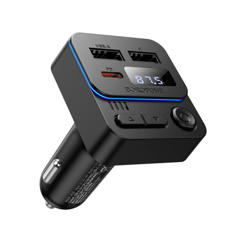Fm модулятор borofone bc60 (2usb/type-c pd20w) черный
