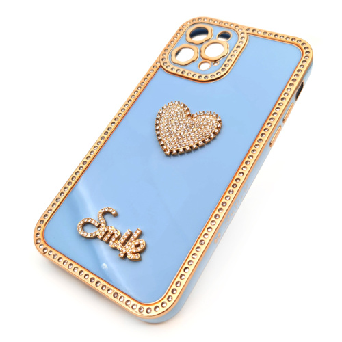 Чехол-силикон smile сердечко для iphone 12 pro max голубой